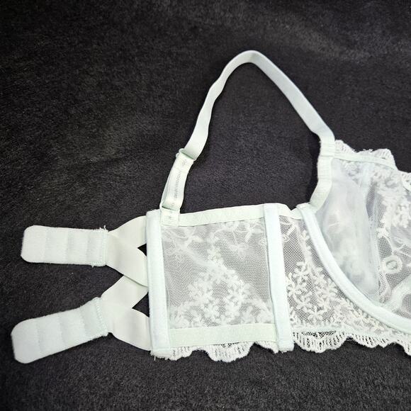 Intimately Free People Daydreamer Bra 32D Lace Underwire Unlined Ice Fog Sheer - Picture 10 of 16